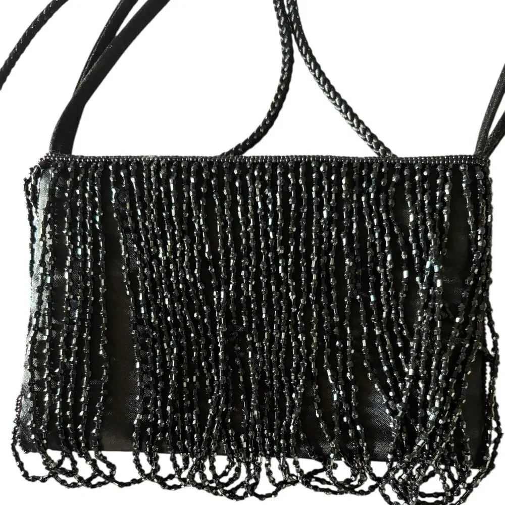 La Regale Small Beaded Purse Crossbody or Handbag‎ Black Formal Prom Dance